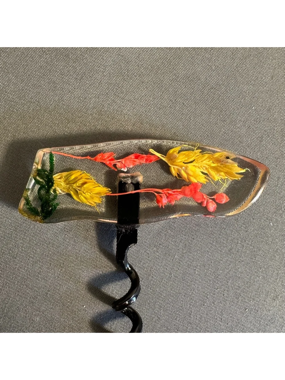 Pressed Flower Elements In Resin Cork Screw